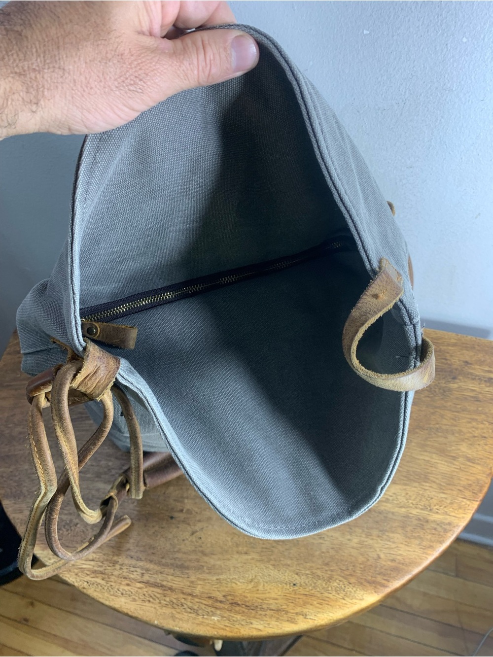 Casual canvas  and leather crossbody shoulder bag - Picture 7 of 9
